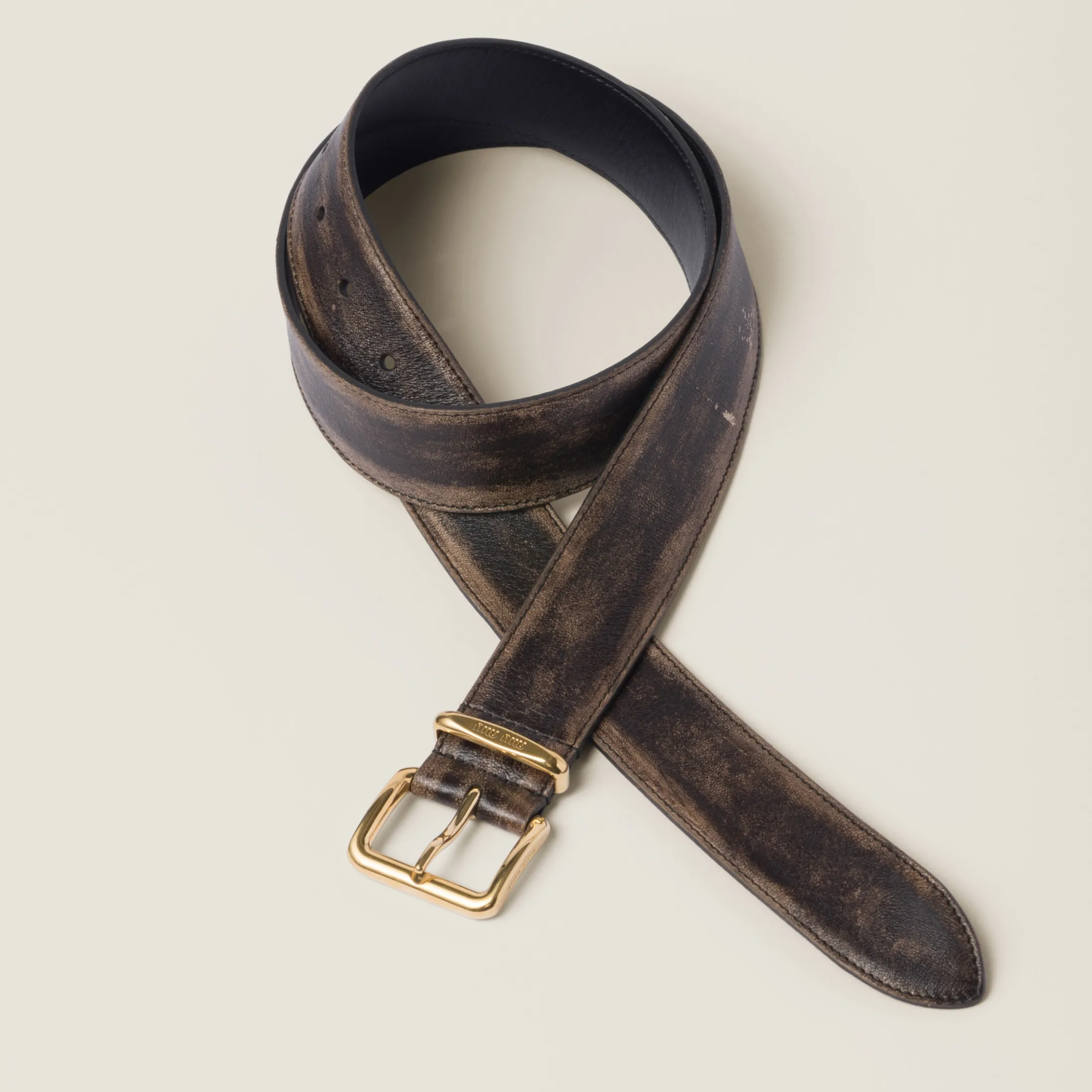 Sand/coffee Nappa Leather Belt | Miu Miu