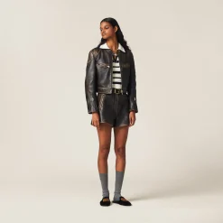 Sand/coffee Nappa Leather Jacket | Miu Miu