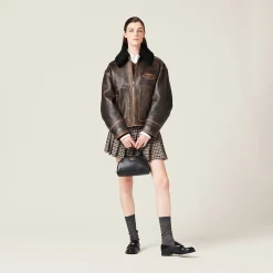 Sand/coffee Nappa Leather Jacket | Miu Miu