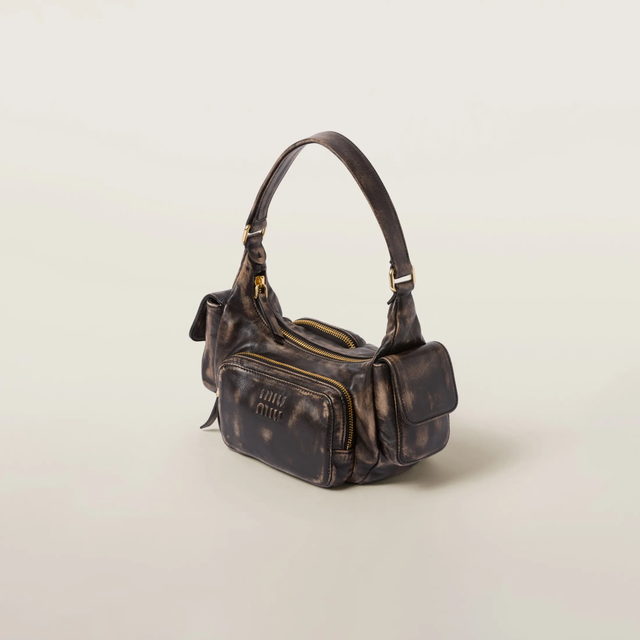 Sand/coffee Nappa Leather Pocket Bag | Miu Miu