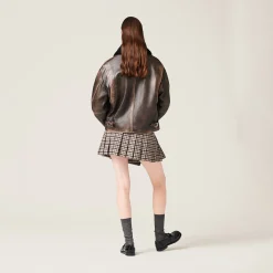 Sand/coffee Nappa Leather Jacket | Miu Miu