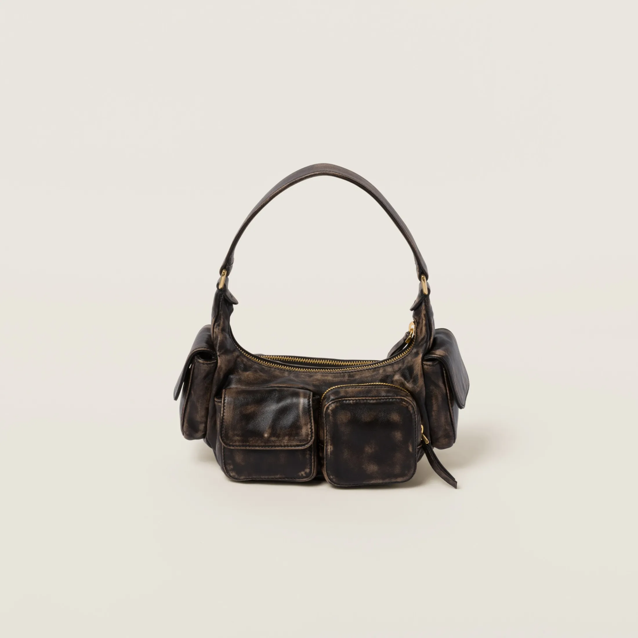 Sand/coffee Nappa Leather Pocket Bag | Miu Miu