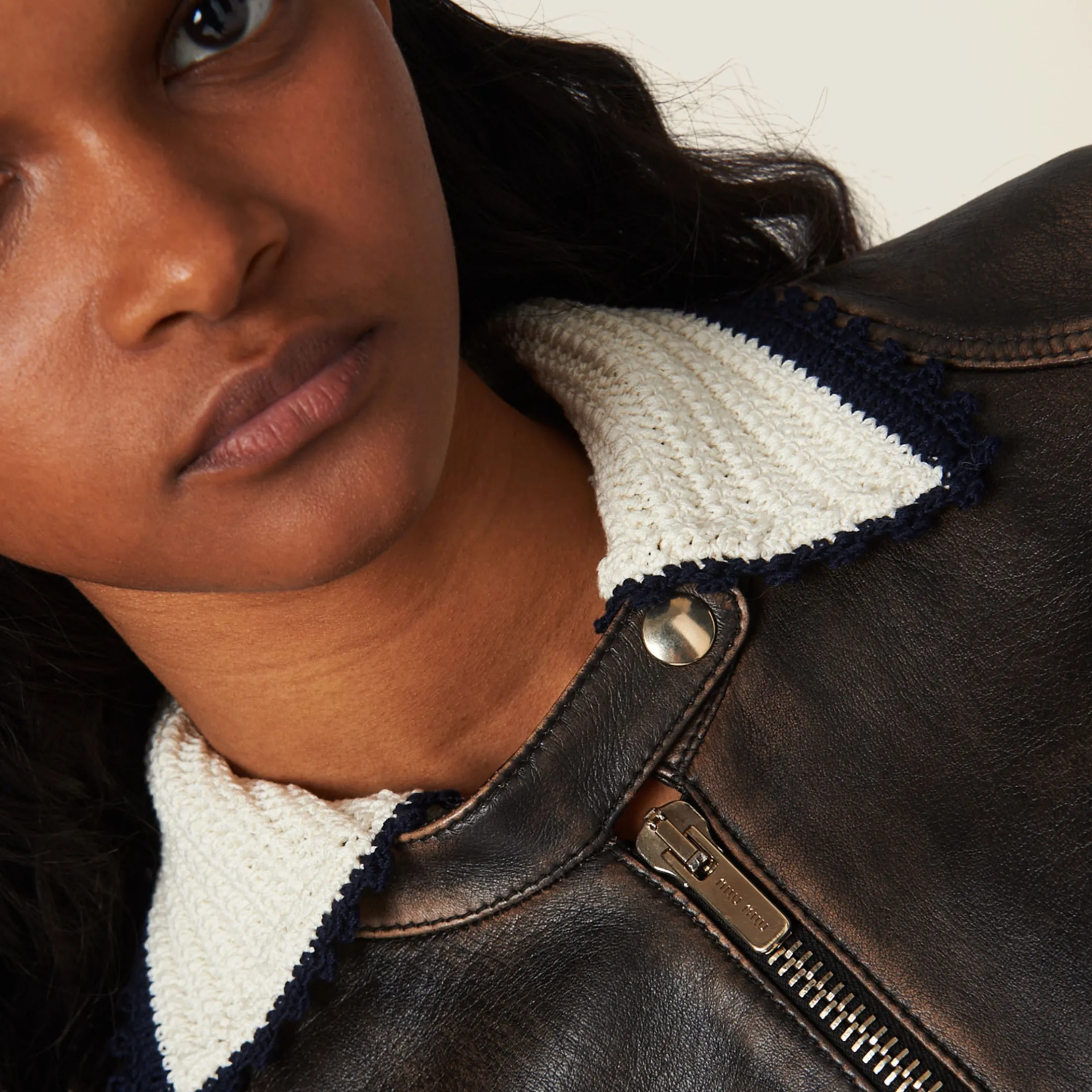 Sand/coffee Nappa Leather Jacket | Miu Miu