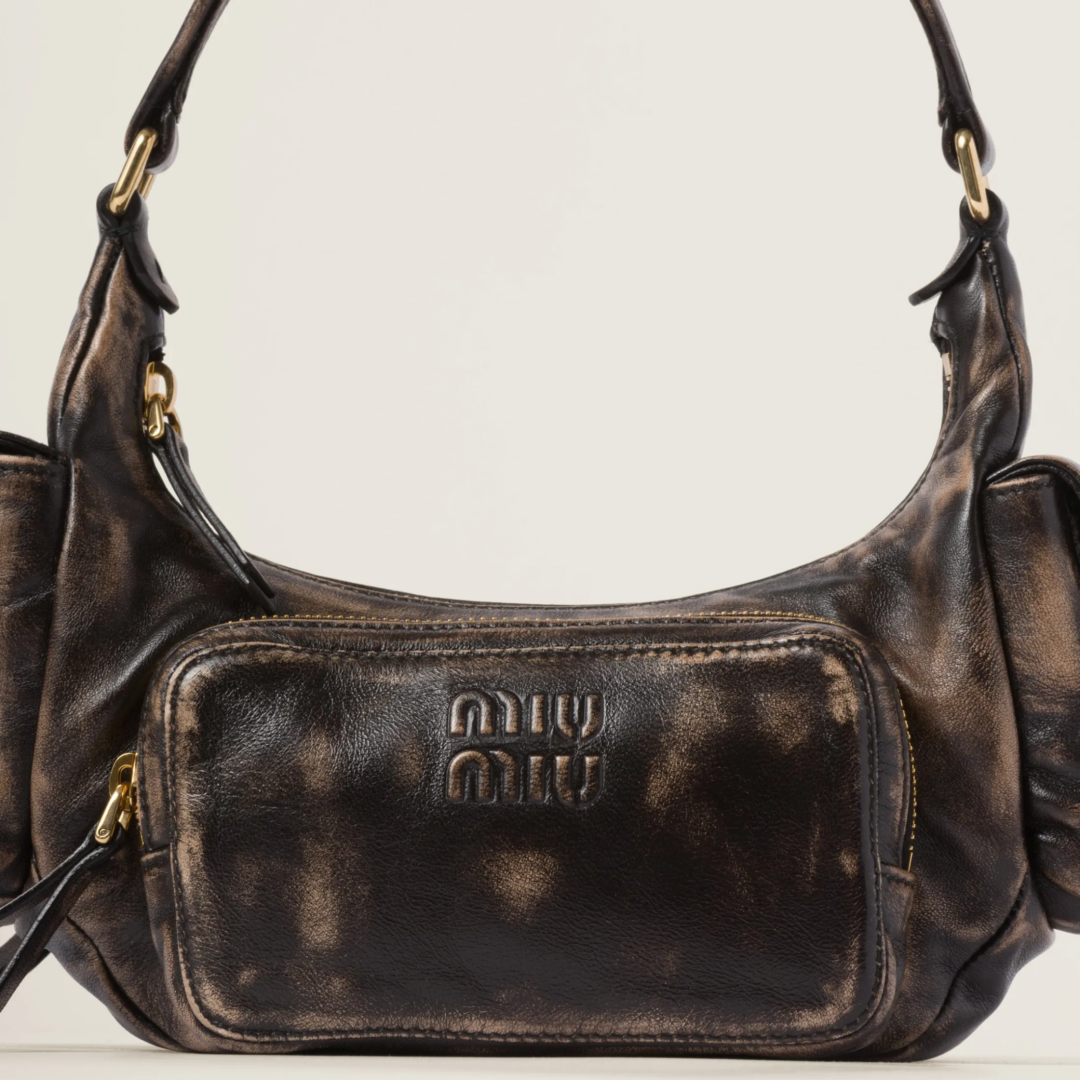 Sand/coffee Nappa Leather Pocket Bag | Miu Miu
