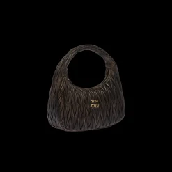 Sand/coffee Wander Matelassé Nappa Leather Hobo Bag | Miu Miu