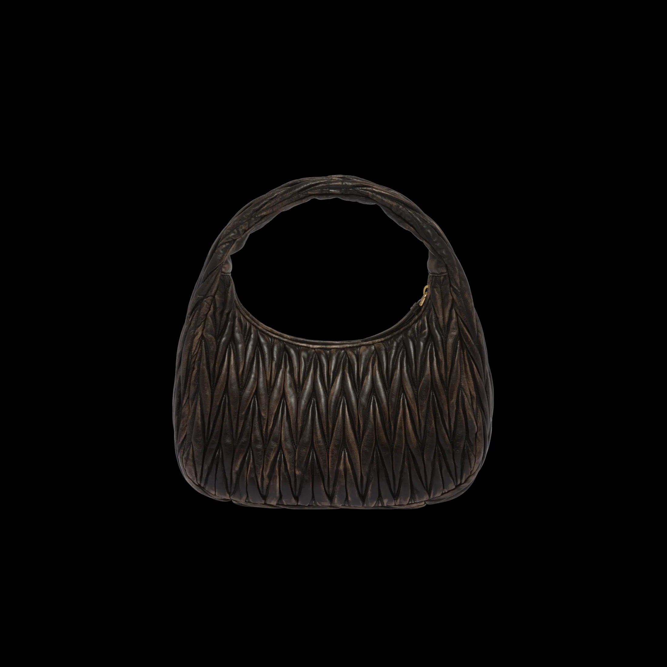 Sand/coffee Wander Matelassé Nappa Leather Hobo Bag | Miu Miu
