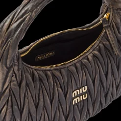 Sand/coffee Wander Matelassé Nappa Leather Hobo Bag | Miu Miu