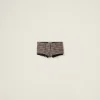 Sand+tobacco Houndstooth Check Shorts | Miu Miu