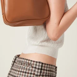 Sand+tobacco Houndstooth Check Shorts | Miu Miu