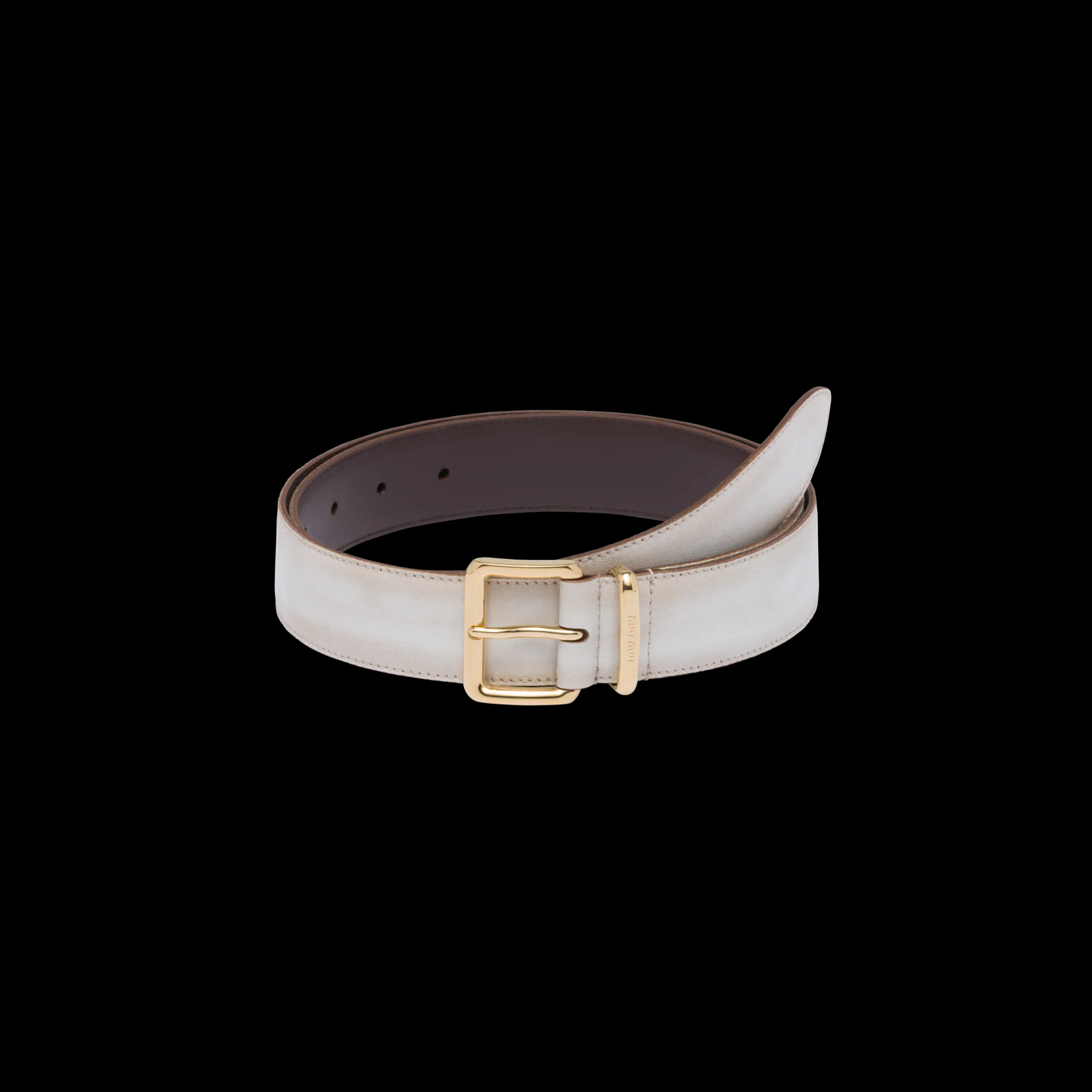 Sand/white Nappa Leather Belt | Miu Miu
