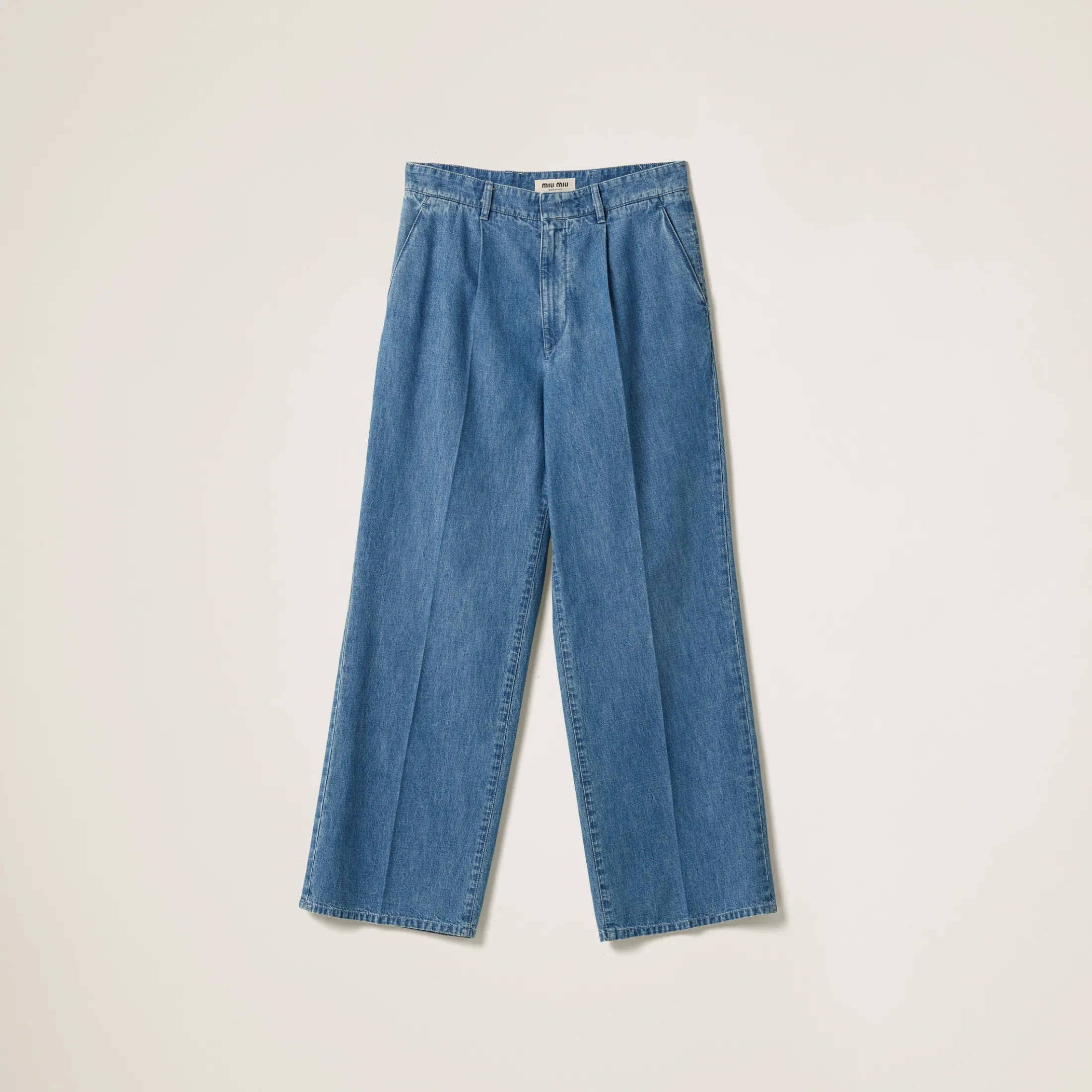Sapphire Blue Chambray Denim Pants | Miu Miu