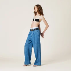 Sapphire Blue Chambray Denim Pants | Miu Miu