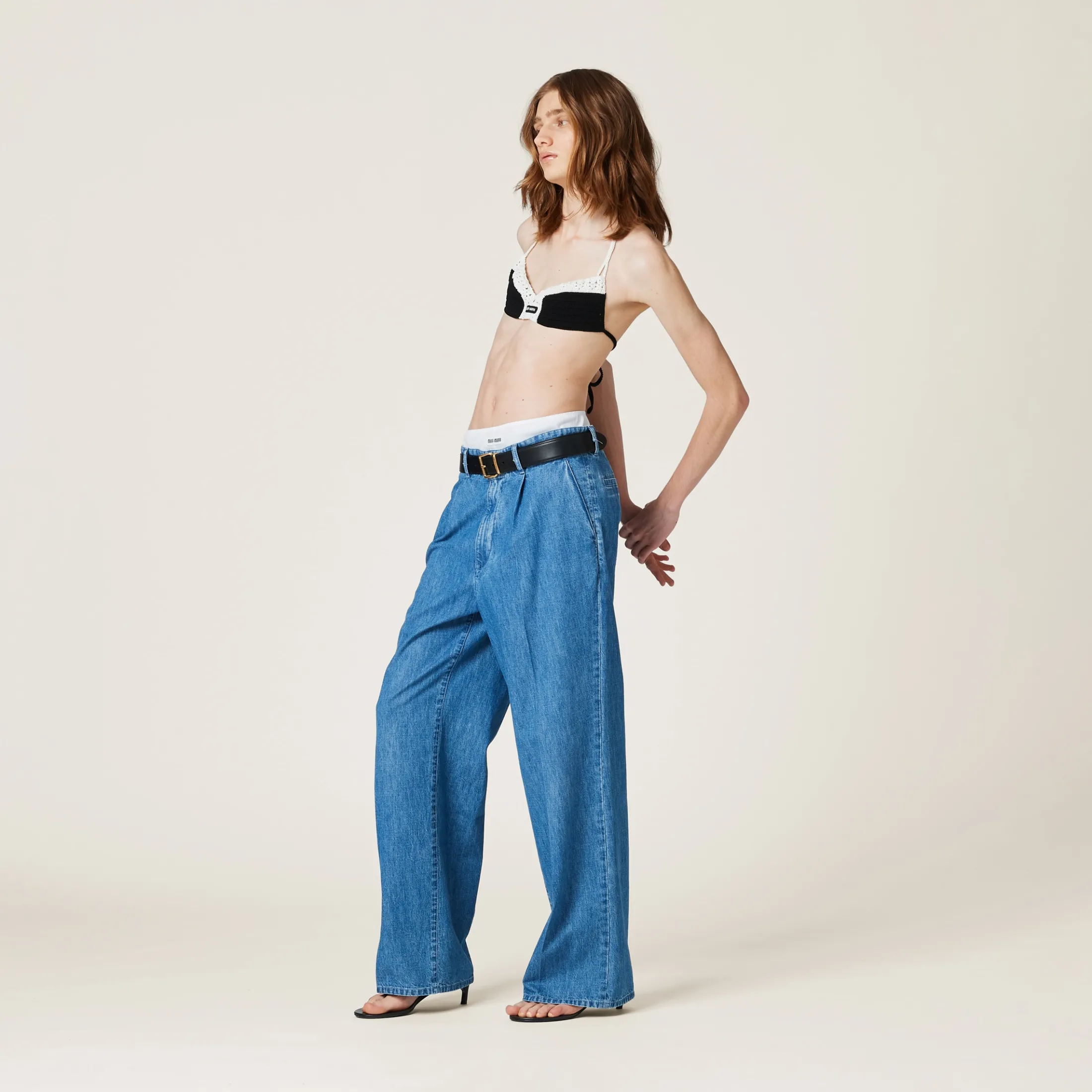 Sapphire Blue Chambray Denim Pants | Miu Miu