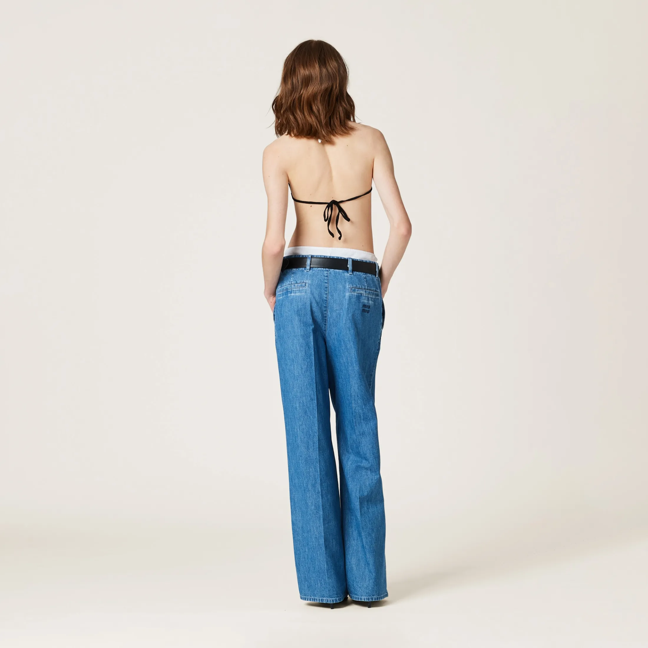 Sapphire Blue Chambray Denim Pants | Miu Miu