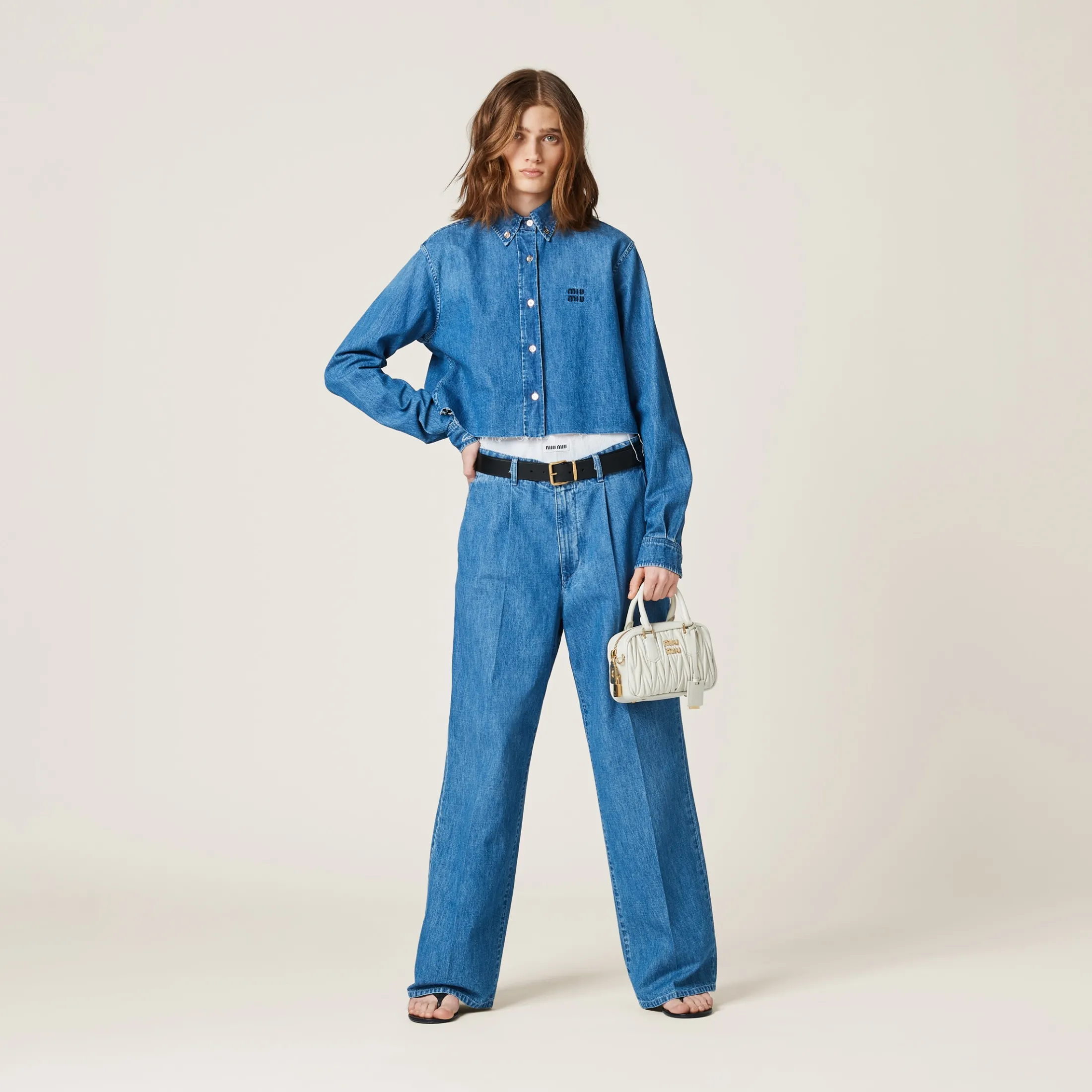 Sapphire Blue Chambray Shirt | Miu Miu