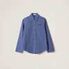 Sapphire Blue Checked Shirt | Miu Miu