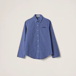 Sapphire Blue Checked Shirt | Miu Miu