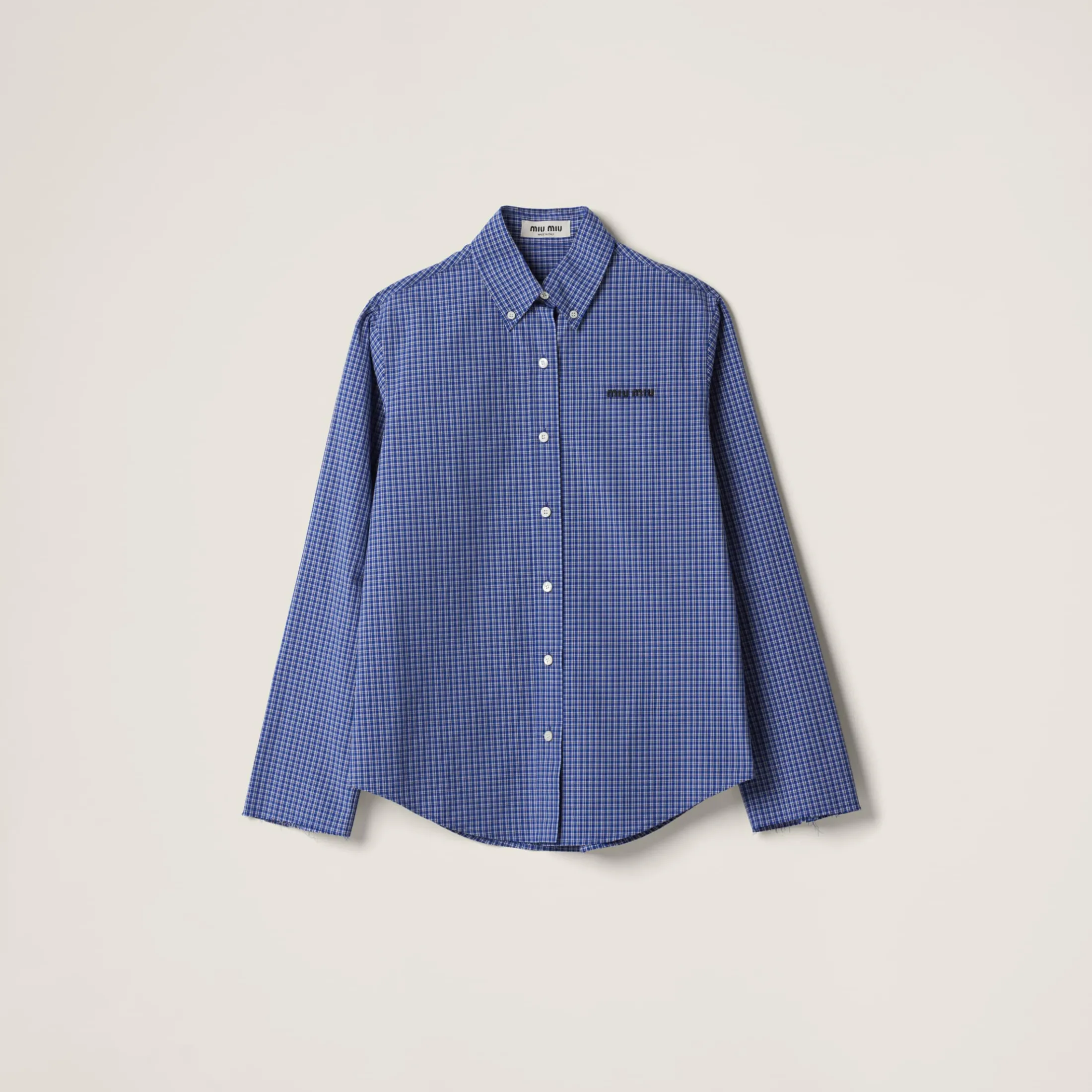 Sapphire Blue Checked Shirt | Miu Miu