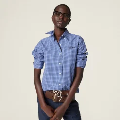 Sapphire Blue Checked Shirt | Miu Miu