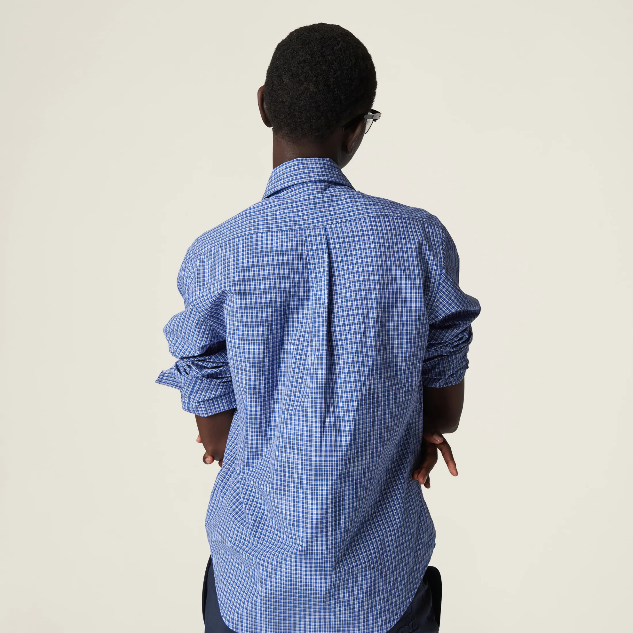 Sapphire Blue Checked Shirt | Miu Miu