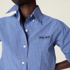 Sapphire Blue Checked Shirt | Miu Miu