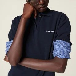 Sapphire Blue Checked Shirt | Miu Miu