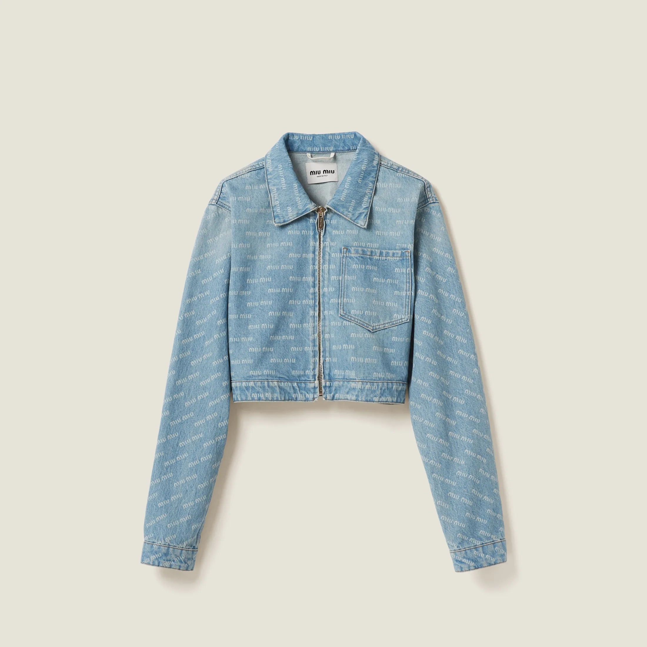 Sapphire Blue Denim Blouson Jacket | Miu Miu