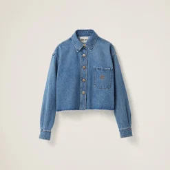 Sapphire Blue Denim Blouson Jacket | Miu Miu