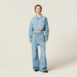 Sapphire Blue Denim Blouson Jacket | Miu Miu