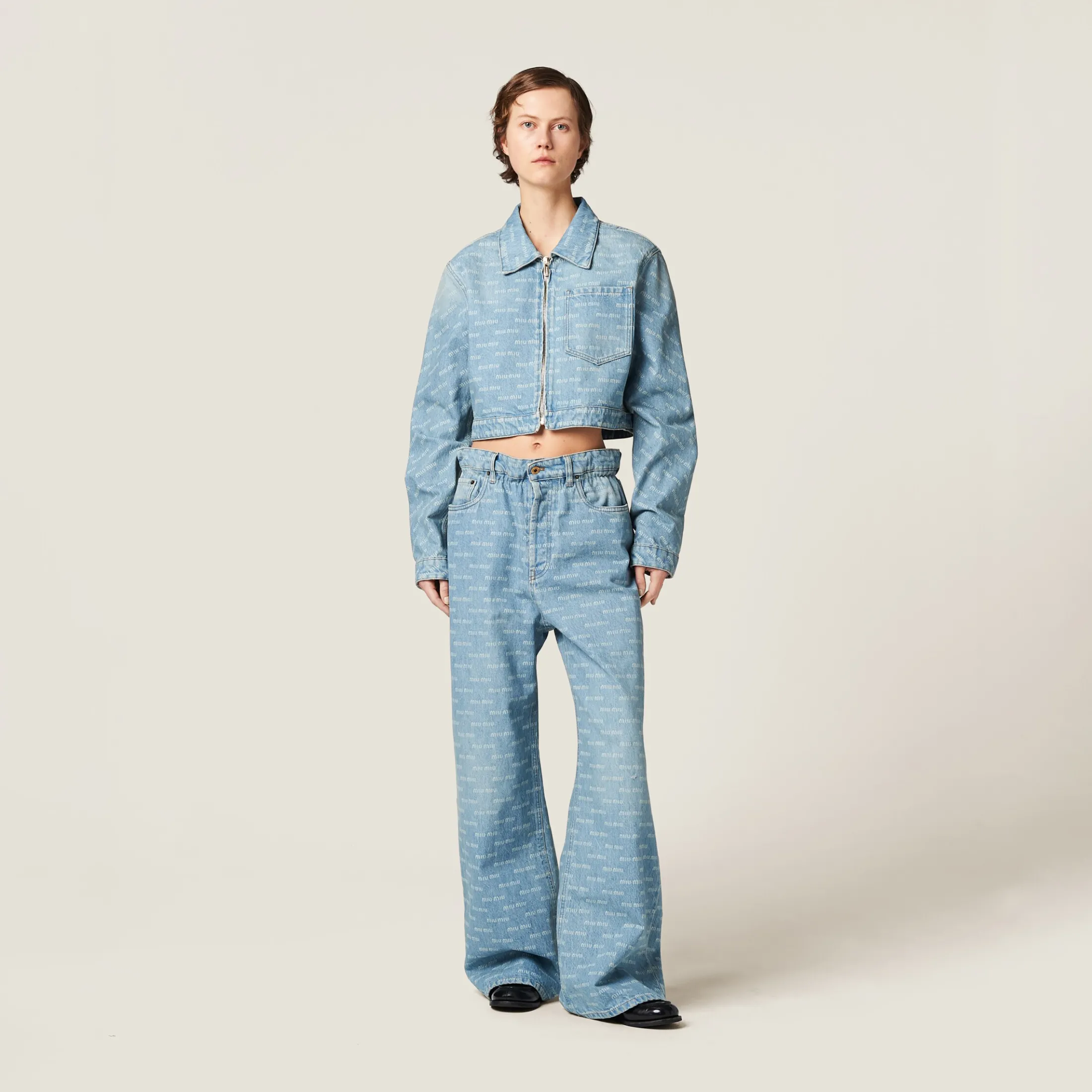 Sapphire Blue Denim Blouson Jacket | Miu Miu