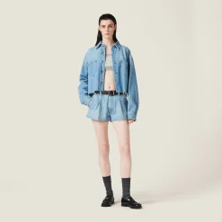 Sapphire Blue Denim Blouson Jacket | Miu Miu