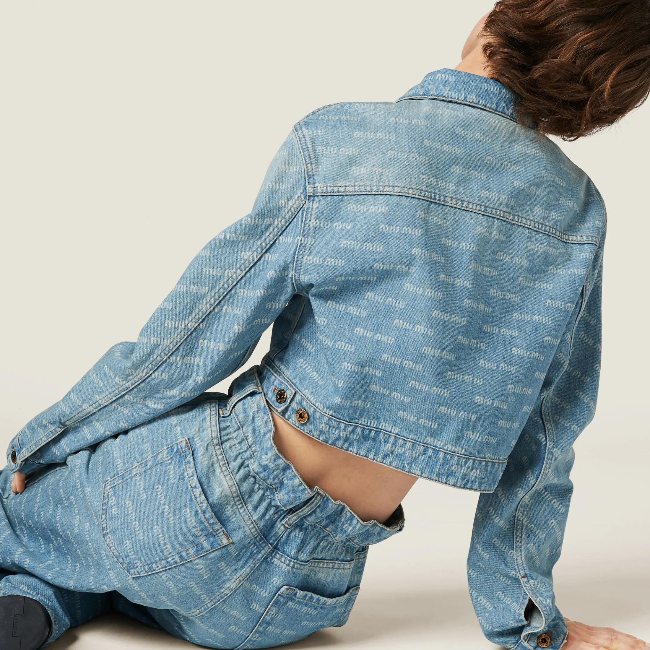 Sapphire Blue Denim Blouson Jacket | Miu Miu