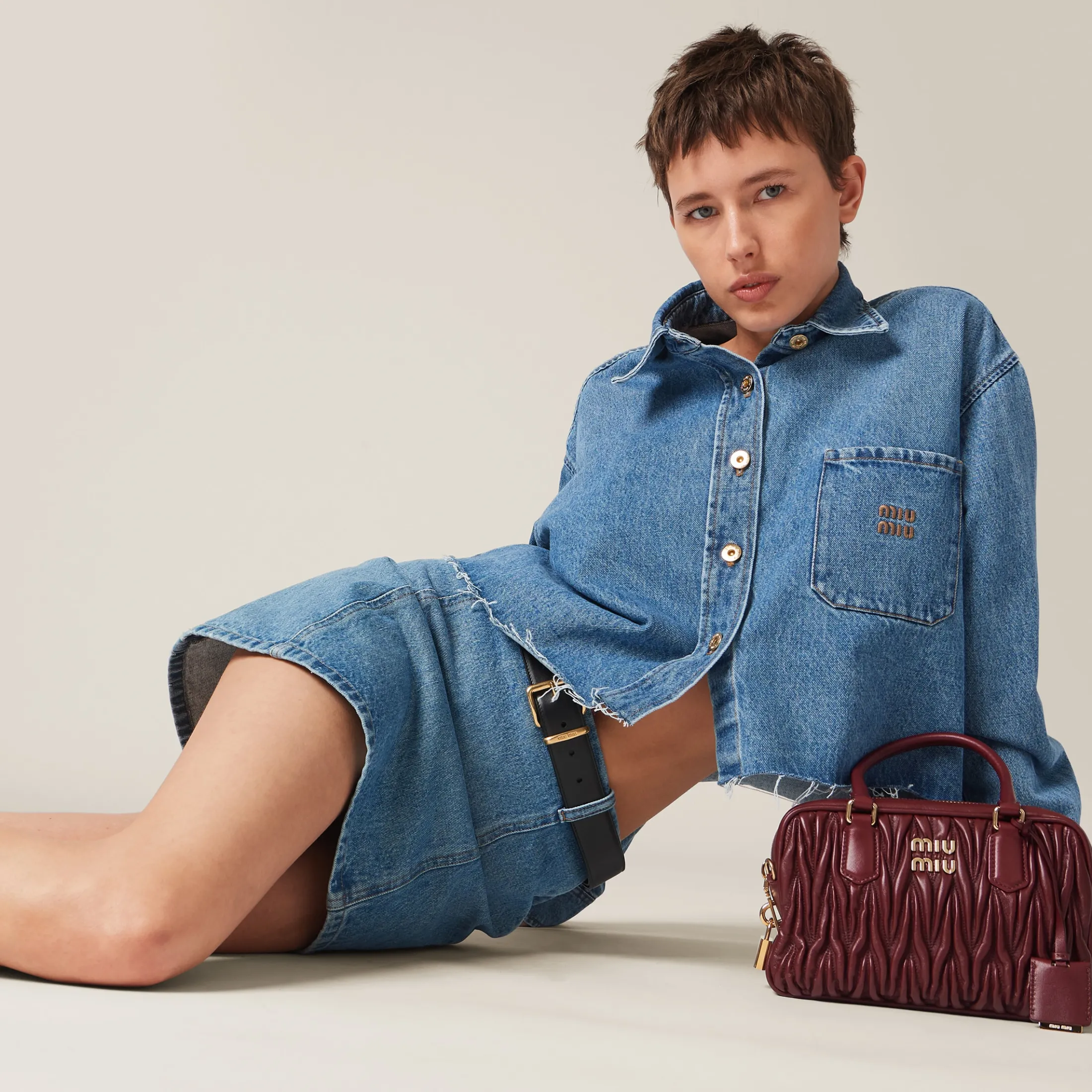 Sapphire Blue Denim Miniskirt | Miu Miu