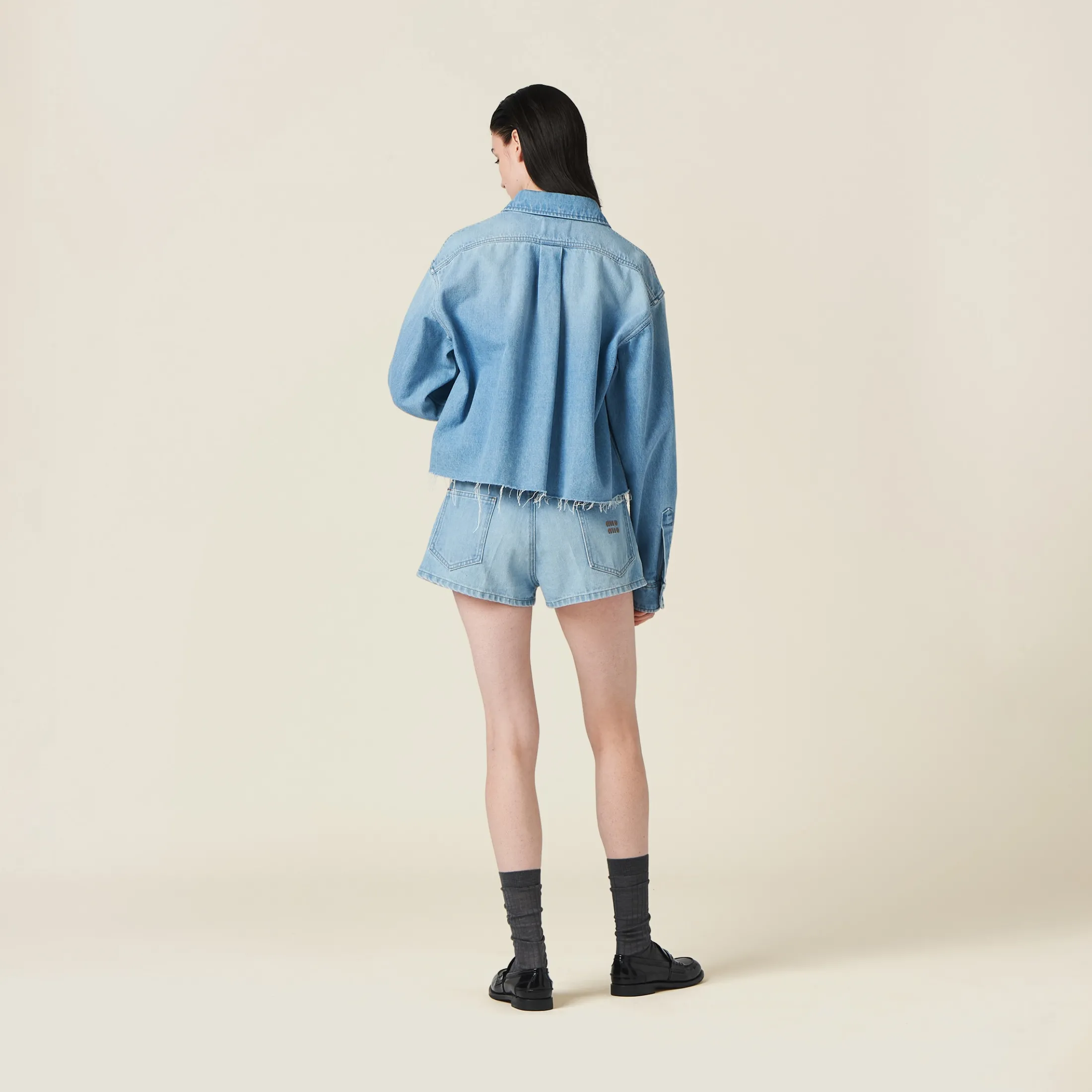 Sapphire Blue Denim Shorts | Miu Miu