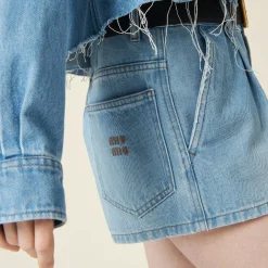 Sapphire Blue Denim Shorts | Miu Miu