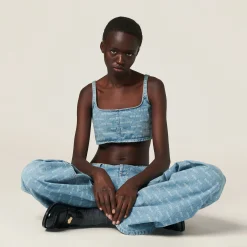 Sapphire Blue Denim Top | Miu Miu