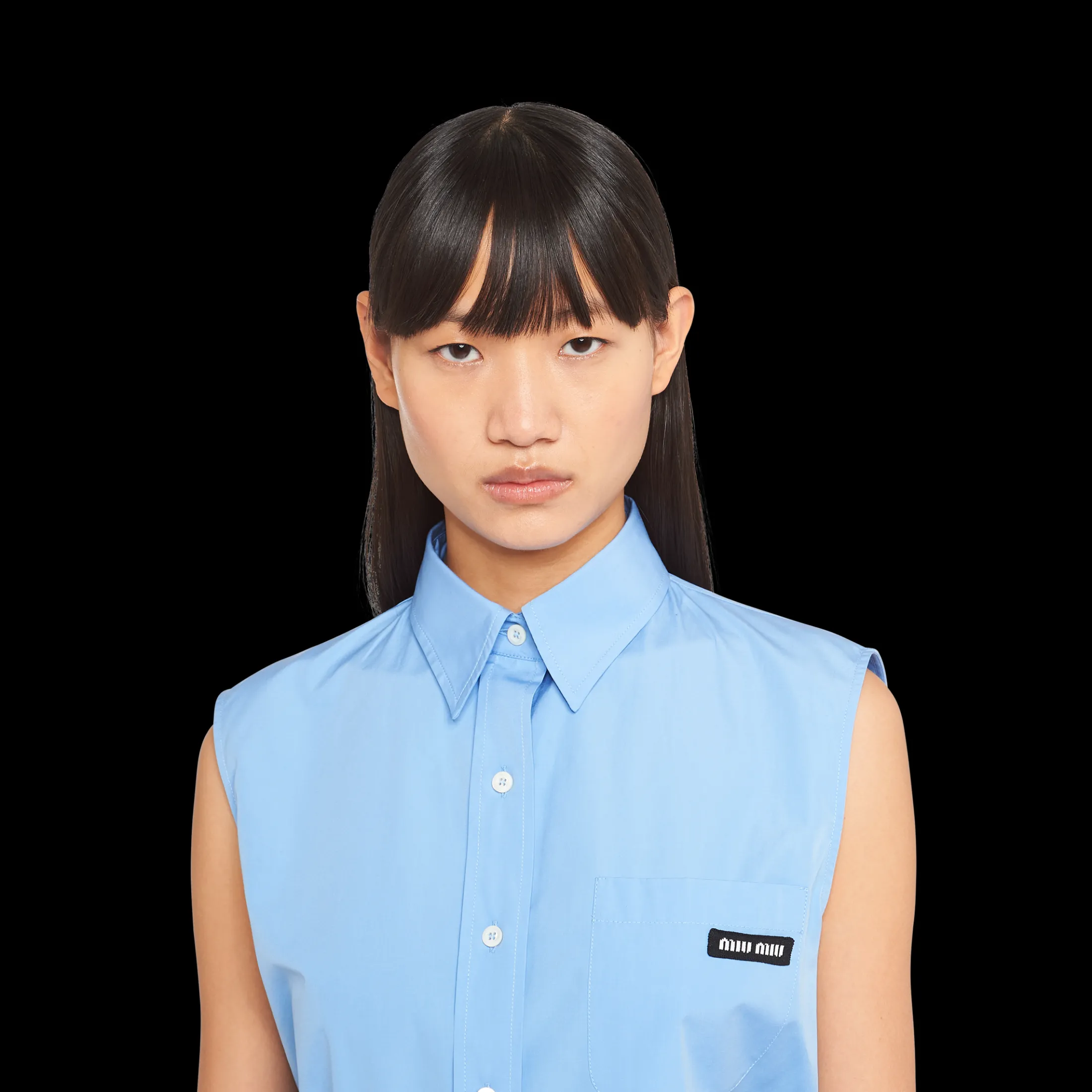 Sapphire Blue Poplin Shirt | Miu Miu