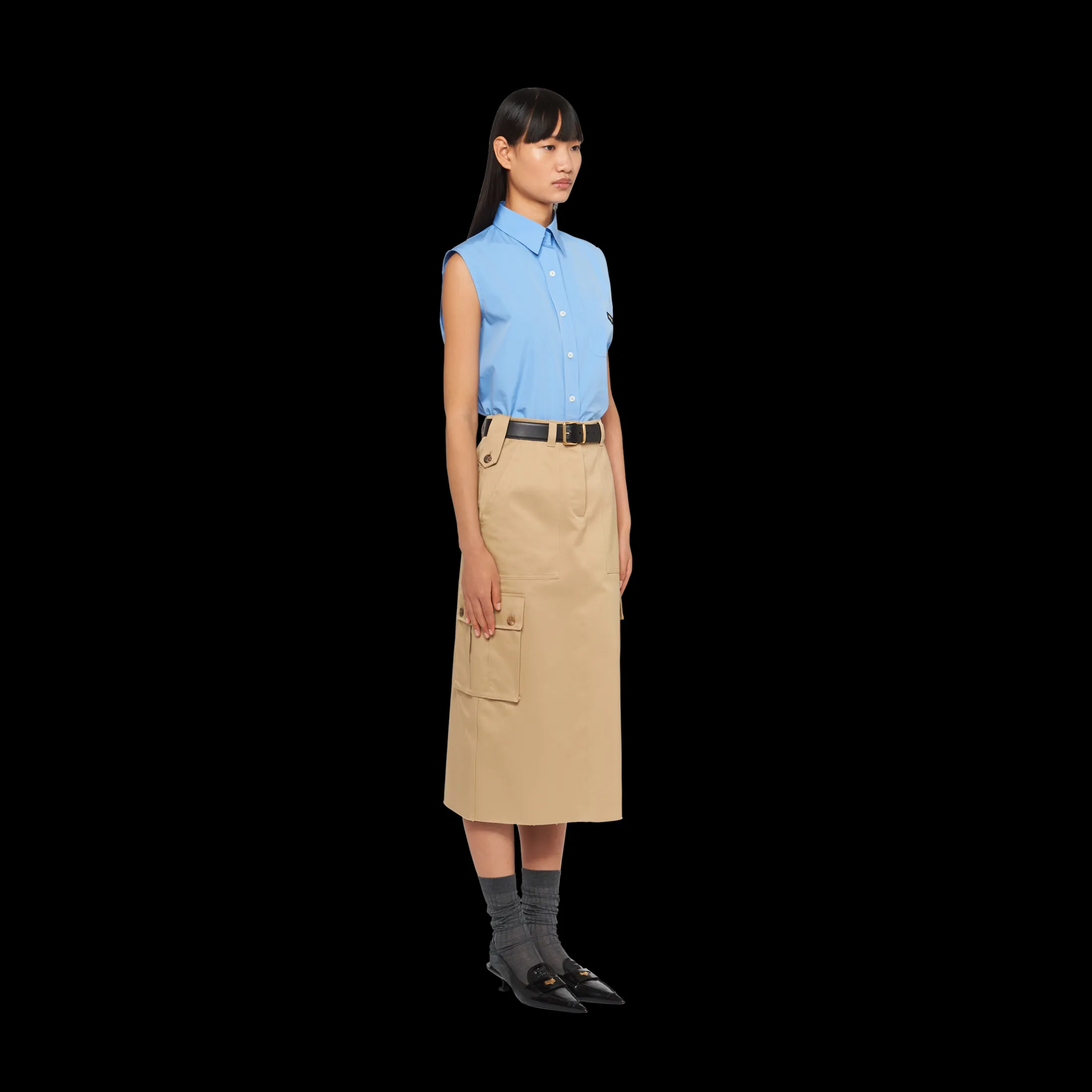Sapphire Blue Poplin Shirt | Miu Miu