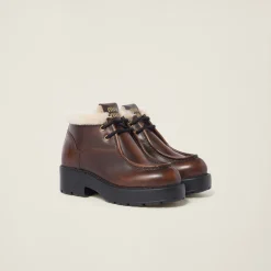 Sienna Fumé Leather Booties | Miu Miu