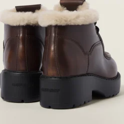 Sienna Fumé Leather Booties | Miu Miu