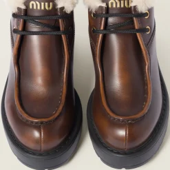 Sienna Fumé Leather Booties | Miu Miu