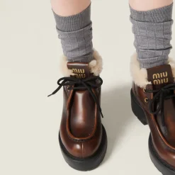 Sienna Fumé Leather Booties | Miu Miu