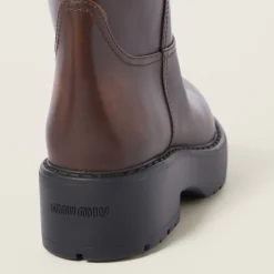 Sienna Fumé Leather Boots | Miu Miu