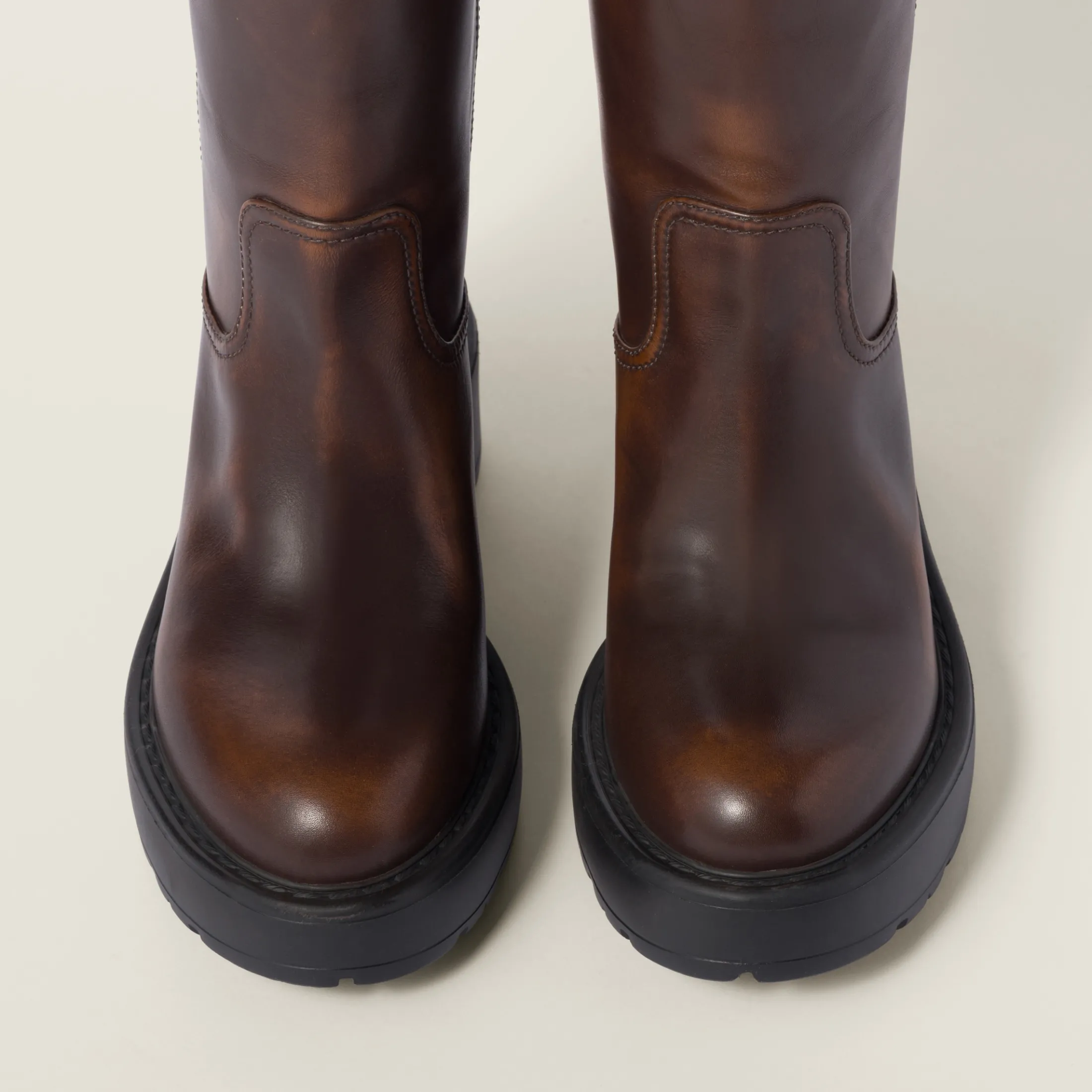 Sienna Fumé Leather Boots | Miu Miu