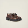 Sienna Laced Fumé Leather Shoes | Miu Miu