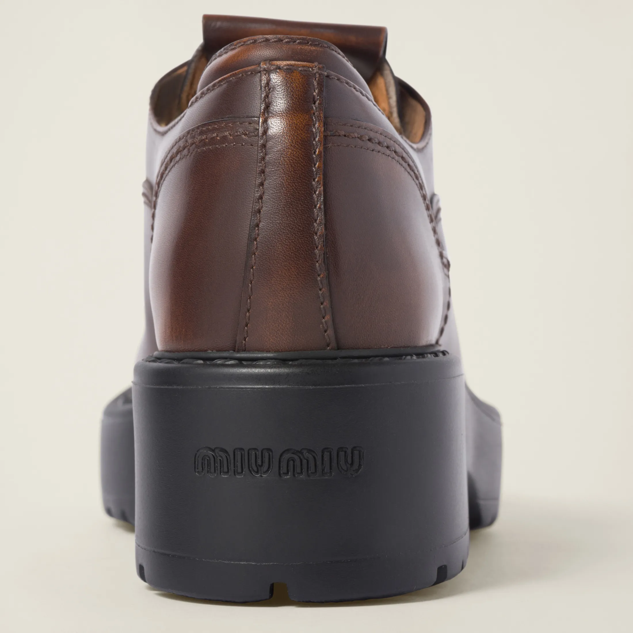Sienna Laced Fumé Leather Shoes | Miu Miu