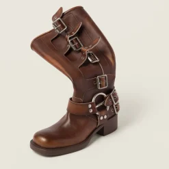 Sienna Leather Boots | Miu Miu