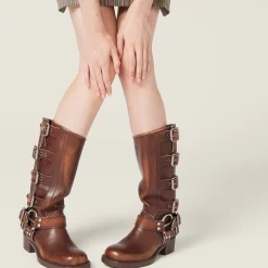Sienna Leather Boots | Miu Miu