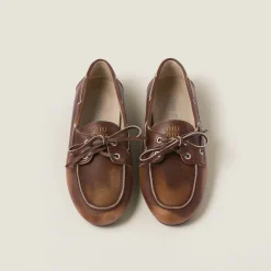 Sienna Unlined Bleached Leather Loafers | Miu Miu