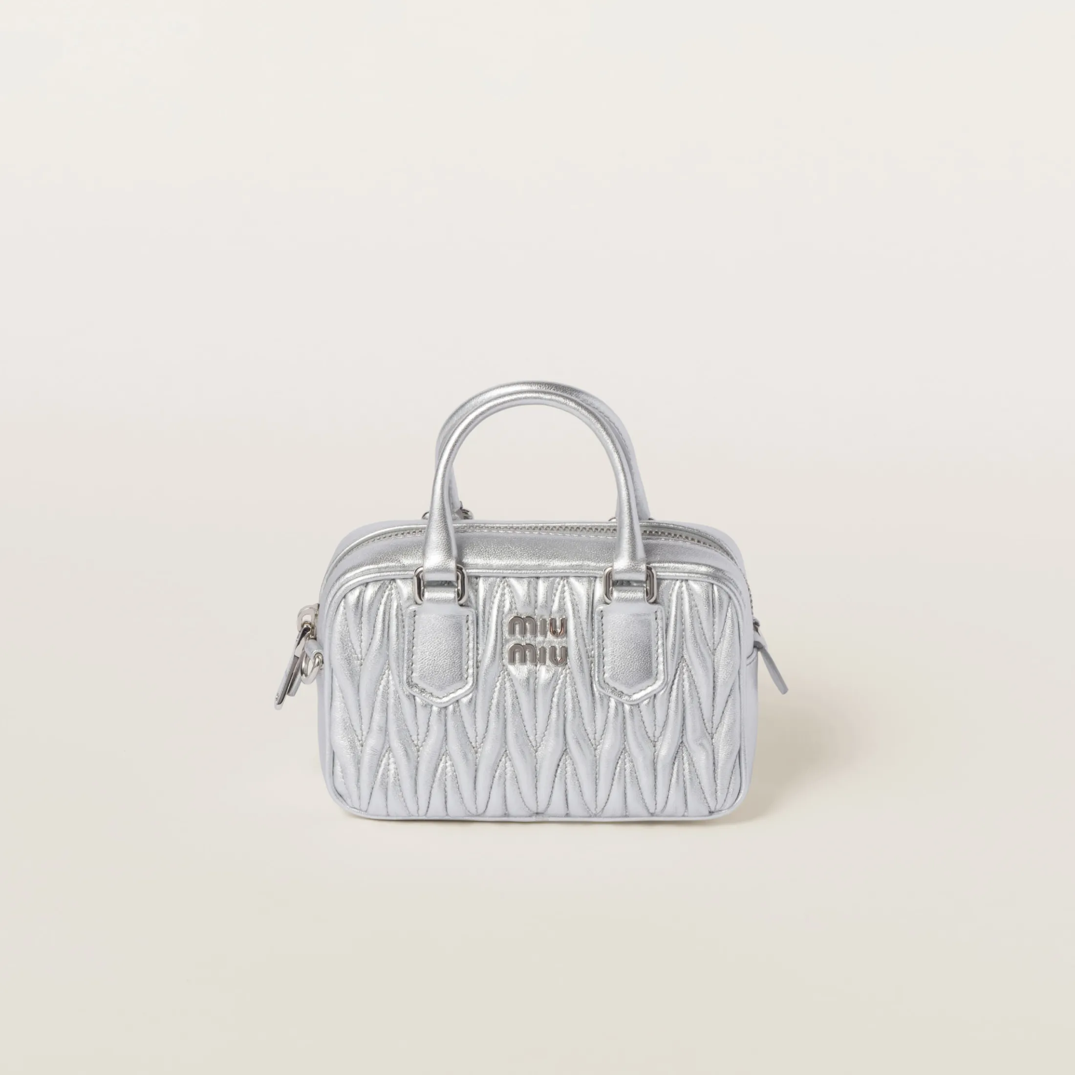 Silver Arcadie Matelassé Nappa Leather Mini-bag | Miu Miu